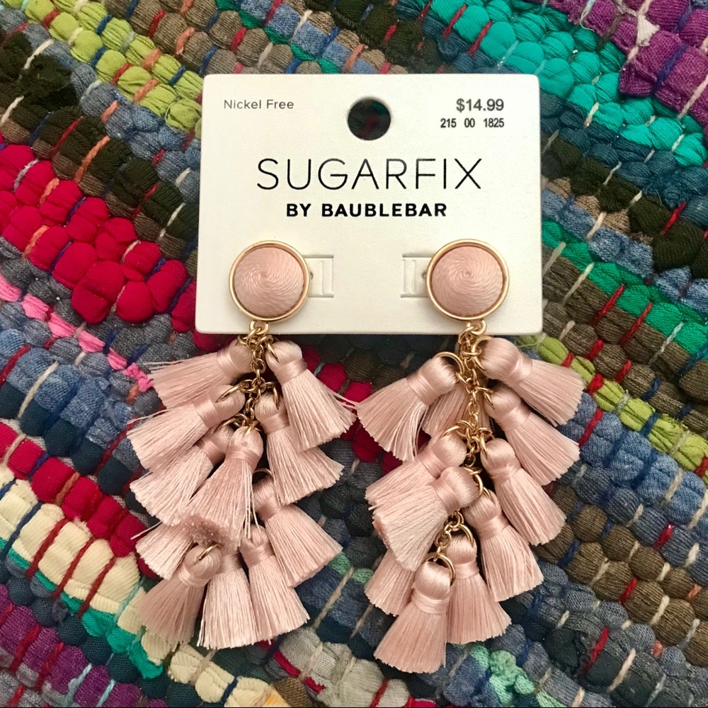 NWT Pink SUGARFIX Drop Tassel Earrings